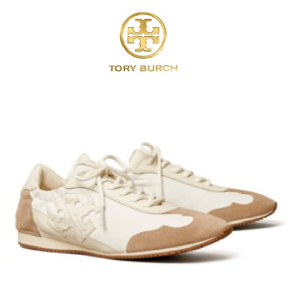 Tory Burch - Tory Sneakers White/New Ivory Suede/Calf Leather NWT - Picture 1 of 8